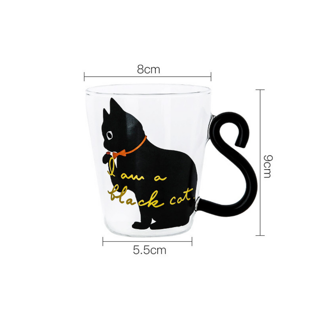 🖤 Charming Black Cat Glass Mug – “I Am A Black Cat” | CaffTail Coffee