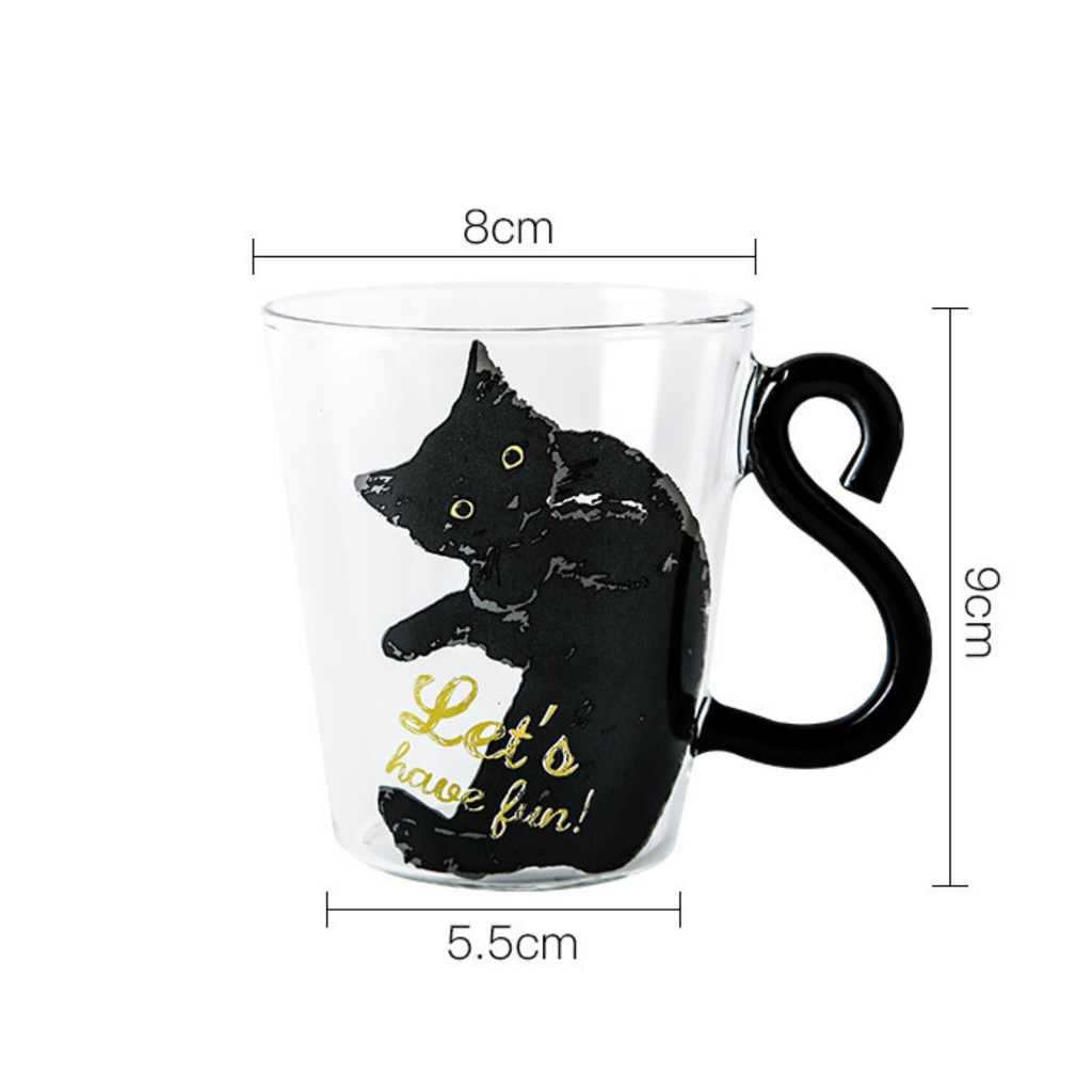 🖤 Playful Black Cat Glass Mug – “Let’s Have Fun!” | CaffTail
