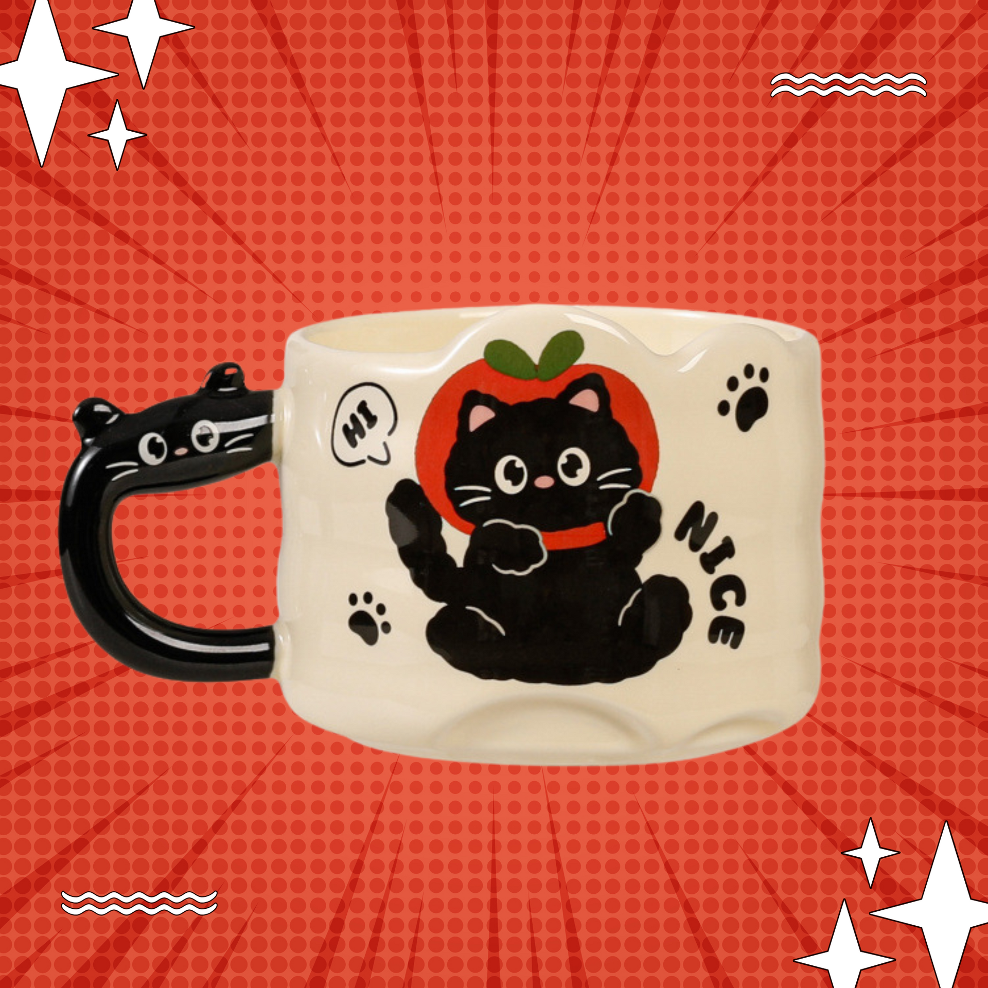 Cute Black Cat Apple Mug – cafftail