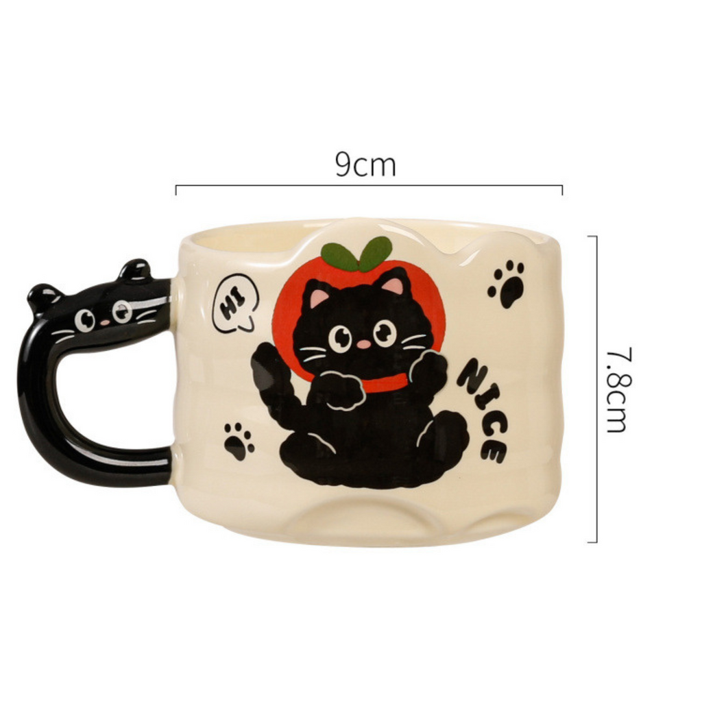 Cute Black Cat Apple Mug